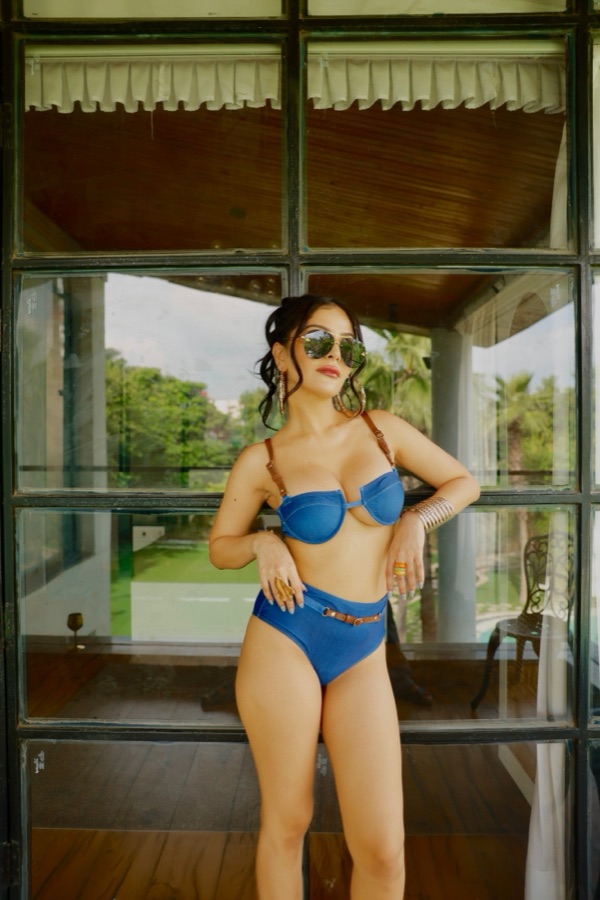 The Indigo Buckle Bustier Bikini